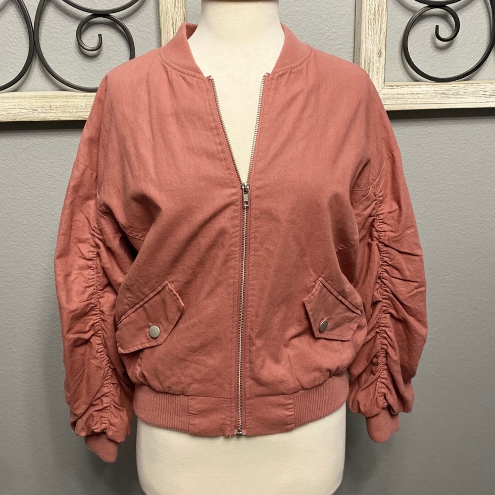 Ruched Bomber Jacket
